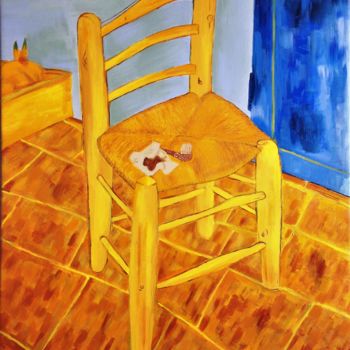 Painting titled "La Chaise" by Marie Normand, Original Artwork, Acrylic