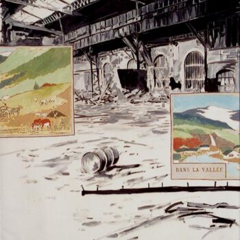 Malerei mit dem Titel "Dans la vallée" von Marie-Odile Ginies, Original-Kunstwerk, Acryl