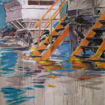 Peinture intitulée "Gravières, inondati…" par Marie-Odile Ginies, Œuvre d'art originale