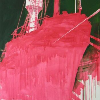Painting titled "bateau phare à Dunk…" by Marie-Odile Ginies, Original Artwork