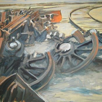 Painting titled "fer-rail 1" by Marie-Odile Ginies, Original Artwork