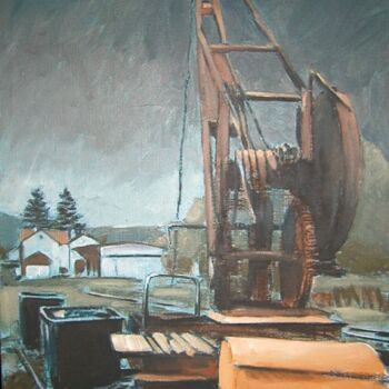 Painting titled "Fer-rails 3 grue" by Marie-Odile Ginies, Original Artwork