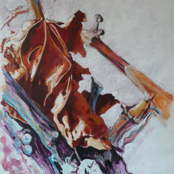 Pintura titulada "Feuille morte" por Marie-Odile Ginies, Obra de arte original, Acrílico