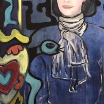 Painting titled "Niki de saint Phalle" by Marie Pascale Martins, Original Artwork, Acrylic Mounted on Wood Stretcher frame