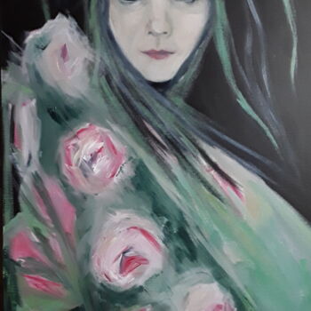 Peinture intitulée "Björk & Roses" par Marie Pascale Martins, Œuvre d'art originale, Acrylique