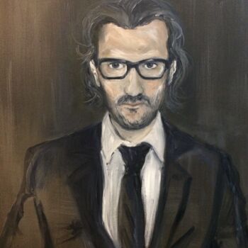 Painting titled "Beigbeder" by Marie Pascale Martins, Original Artwork, Oil Mounted on Wood Stretcher frame