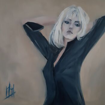Painting titled "Debbie Harry" by Marie Pascale Martins, Original Artwork, Oil Mounted on Wood Stretcher frame