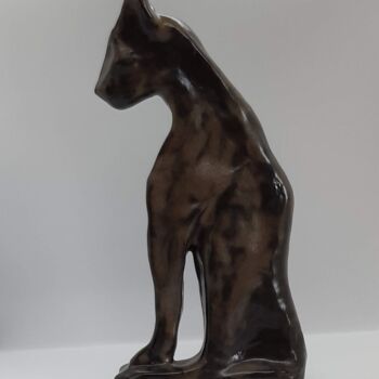 Sculpture intitulée "Chat ombre noir tem…" par Marie Pascale Martins, Œuvre d'art originale, Céramique