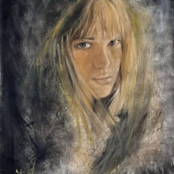 Malerei mit dem Titel "grand portrait blon…" von Marie Pascale Martins, Original-Kunstwerk, Öl