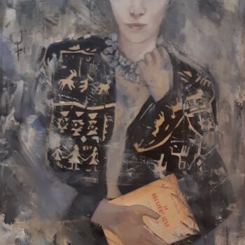 Peinture intitulée "simone de Beauvoir" par Marie Pascale Martins, Œuvre d'art originale, Huile Monté sur Châssis en bois
