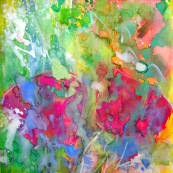 Malerei mit dem Titel "La lente goutte de…" von Marie Paule Barco Florit, Original-Kunstwerk, Aquarell