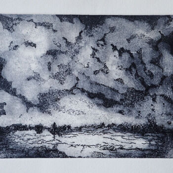 Gravures & estampes intitulée "Le rivage aux mystè…" par Marie-Paule Demarquez, Œuvre d'art originale, Eau-forte