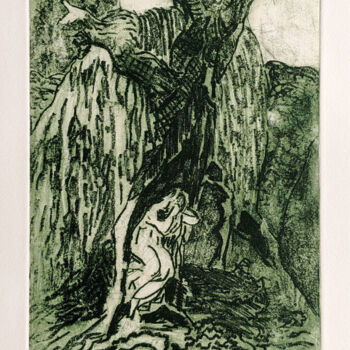 Gravures & estampes intitulée "Au creux de la forêt" par Marie-Paule Demarquez, Œuvre d'art originale, Eau-forte
