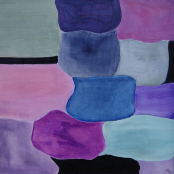 제목이 "Purple Rhapsody"인 미술작품 Marie-Paule Demarquez로, 원작, 아크릴 나무 들것 프레임에 장착됨