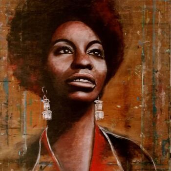 Malerei mit dem Titel "Nina Simone" von Marie Penetro, Original-Kunstwerk