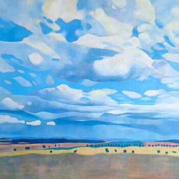 Painting titled "Un vol de nuages pa…" by Marie-Pierre Autonne, Original Artwork, Acrylic Mounted on Wood Stretcher frame