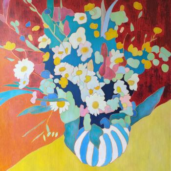 Painting titled "Le bouquet bigouden" by Marie-Pierre Autonne, Original Artwork, Oil Mounted on Wood Stretcher frame