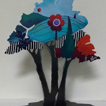 Sculpture titled "Arbre métal N° 41" by Marie-Pierre Jan, Original Artwork, Acrylic