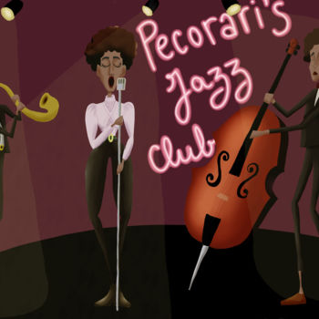 「Pecorari's Jazz Club」というタイトルのデジタルアーツ Marie Racoilletによって, オリジナルのアートワーク, デジタル絵画