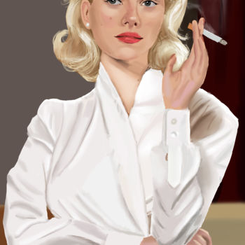 Arts numériques intitulée "Scarlett Johansson…" par Marie Racoillet, Œuvre d'art originale, Peinture numérique