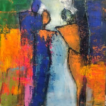 Painting titled "Figures abstraites" by Marie Rouach, Original Artwork, Acrylic