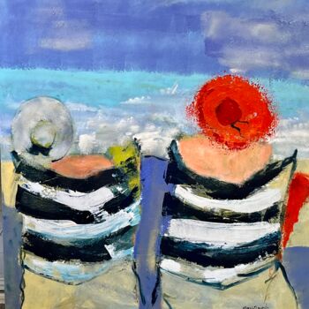 Painting titled "A la plage" by Marie Rouach, Original Artwork, Acrylic