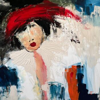 Painting titled "Chapeau rouge" by Marie Rouach, Original Artwork, Acrylic