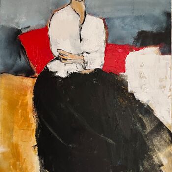 Картина под названием "La jupe noire revue…" - Marie Rouach, Подлинное произведение искусства, Акрил Установлен на Деревянна…