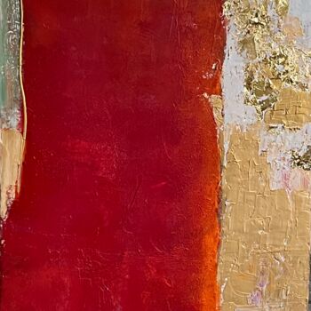 Painting titled "Red and gold abstra…" by Marie Rouach, Original Artwork, Acrylic