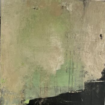 제목이 "Abstrait vert 2"인 미술작품 Marie Rouach로, 원작, 아크릴 나무 들것 프레임에 장착됨