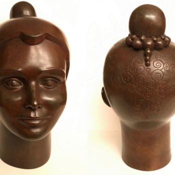 Sculpture intitulée "Mlle Chang'e" par Marie Saksik, Œuvre d'art originale, Bronze