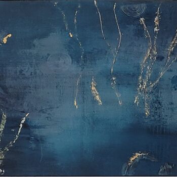 Malerei mit dem Titel "Bleu&or" von Marie Savrimoutou (Marie Artist), Original-Kunstwerk, Acryl Auf Keilrahmen aus Holz mont…