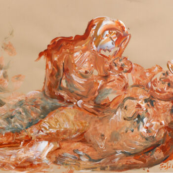 Pittura intitolato "chair-de-terre-Mate…" da Marie-Sophie Ewreïnoff (Sofi Ewreïnoff), Opera d'arte originale, Acrilico