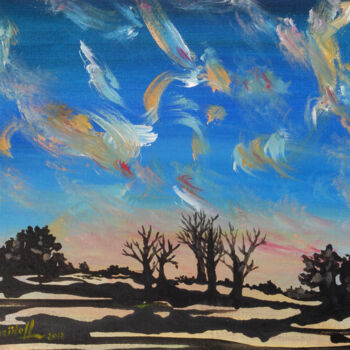 Malerei mit dem Titel "Paysage aux arbres…" von Marie-Sophie Ewreïnoff (Sofi Ewreïnoff), Original-Kunstwerk, Acryl