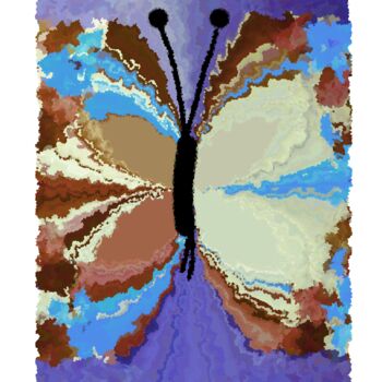 Digital Arts titled "Blauer Schmetterling" by Marie T., Original Artwork, Digital Collage