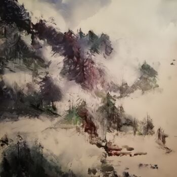 Painting titled "brume" by Marie Thérèse Eckert, Original Artwork, Acrylic