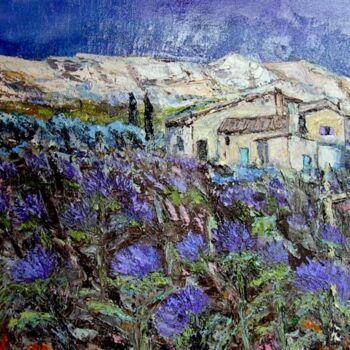 Painting titled "Fleurs bleues dans…" by Marie Therese Vion, Original Artwork