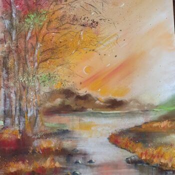 Painting titled "AUTOMNE INTENSE" by Marie Tyrou, Original Artwork, Pastel