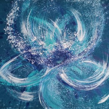 Peinture intitulée "Fleur de l'eau" par Marie-Ange Ducoin-Delarue, Œuvre d'art originale, Acrylique Monté sur Châssis en bois