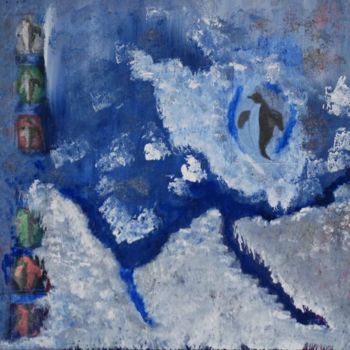 Peinture intitulée "Banquise bleue" par Marie Anne Baron, Œuvre d'art originale