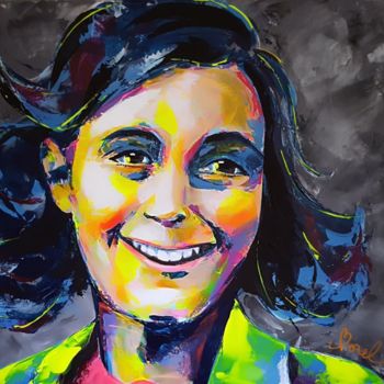 Malarstwo zatytułowany „Anne-Frank ou l'Esp…” autorstwa Marie-Armelle Borel, Oryginalna praca, Akryl Zamontowany na Drewnian…