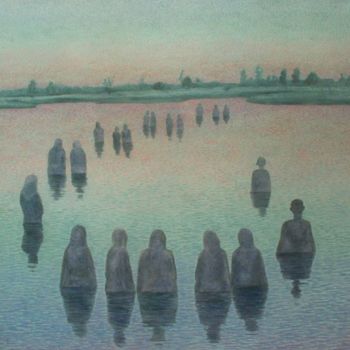 Painting titled "La alba en la Ganga" by Marie Ban, Original Artwork