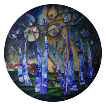 Картина под названием "NI TOUT À FAIT LE J…" - Marie Bazin, Подлинное произведение искусства, Акрил Установлен на Деревянная…