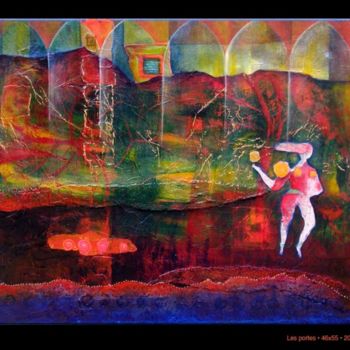 Картина под названием "LES PORTES (série L…" - Marie Bazin, Подлинное произведение искусства, Акрил Установлен на Деревянная…