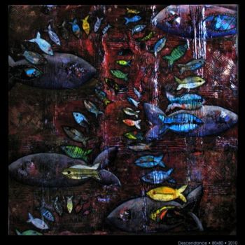 Картина под названием "DESCENDANCE" - Marie Bazin, Подлинное произведение искусства, Акрил Установлен на Деревянная рама для…