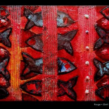 Painting titled "ROUGE" by Marie Bazin, Original Artwork, Acrylic Mounted on Wood Stretcher frame