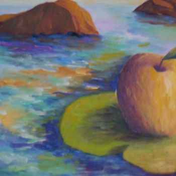 Painting titled "la pomme sur l'eau" by Marie Berthon, Original Artwork