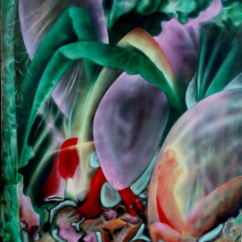 Painting titled ""Rosée"" by Marie-Blanche Bayon, Original Artwork, Acrylic Mounted on Wood Stretcher frame