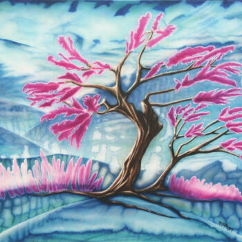 Painting titled ""Fleur des Glaces"" by Marie-Blanche Bayon, Original Artwork, Acrylic Mounted on Wood Stretcher frame