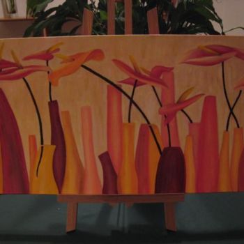 Painting titled "anthuriums" by Marie-Christine Cottarel, Original Artwork
